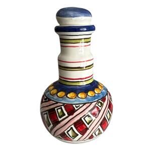 Hand Created and Painted Lidded Multicolored 5.75” Ewer